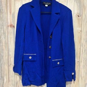 St. John Royal Blue Blazer with Pearl Accents
